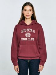 Bluza damska z kapturem z haftem bordowa Merta 604. Czerwone bluzy BIG STAR, l, bez wzorów, z dzianiny, klasyczne, bez ramiączek, z kapturem. Za 269.99 zł.