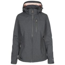 Damska Wodoodporna Kurtka Claren II. Szare kurtki przejściowe sportowe Trespass, xl, bez wzorów, z softshellu, bez kaptura, trekkingowe. Za 258.99 zł.