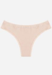 Beżowe Majtki z Bawełną Typu Stringi Ozdobione Koronką Cirilise. Brązowe stringi Born2be, bez wzorów, z bawełny. Za 6.99 zł.