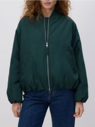 Kurtka bomberka oversize - morski. Zielone kurtki Reserved, l, bez wzorów, z tkaniny, bez kaptura. Za 199.99 zł.