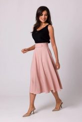 Rozkloszowana spódnica z wysokim stanem i kieszeniami różowa. Czerwone spódnice Bewear, l, bez wzorów, midi, rozkloszowane. Za 319.00 zł.