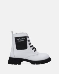 BIAŁE BOTKI DAMSKIE G0153128 1101 WH. Białe botki Venezia, bez wzorów, ze skóry, bez obcasa, bez zapięcia. Za 279.00 zł.