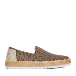 Espadryle Rieker. Szare espadryle Rieker, bez wzorów, bez obcasa. Za 319.99 zł.