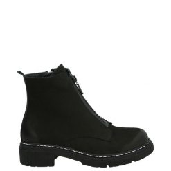 BOTKI ZE SKÓRY NUBUKOWEJ 2808003 R82 BLAC. Botki Venezia, bez wzorów, z nubiku, bez obcasa, bez zapięcia. Za 199.00 zł.