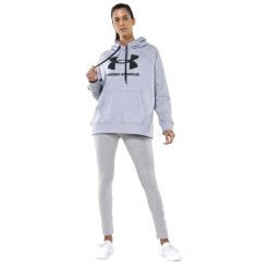 Bluza Z Kapturem Damska Polar Rival. Szare bluzy z kapturem Under Armour, l, bez wzorów, z bawełny, z kapturem, na fitness i siłownię. Za 245.55 zł.