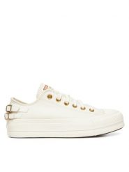 Converse Trampki Chuck Taylor All Star Lift Platform Buckle A11866C Biały. Białe trampki Converse, bez wzorów, z materiału, retro, bez zapięcia. Za 339.99 zł.
