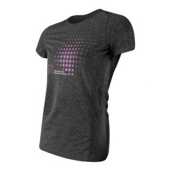 Damska koszulka techniczna z krótkim rękawem w kolorze szarym. Szare t-shirty sportowe R-EVENGE, bez wzorów, z elastanu, bez ramiączek, na fitness i siłownię. Za 154.99 zł.