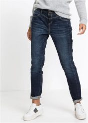 Dżinsy straight, mid waist. Niebieskie jeansy bonprix, bez wzorów, z jeansu. Za 159.99 zł.