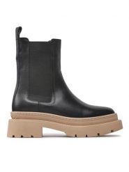 Gino Rossi Sztyblety 222FW103 Czarny. Czarne botki Gino Rossi, bez wzorów, ze skóry, bez obcasa, na płaskiej podeszwie, bez zapięcia. Za 214.99 zł.