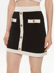 Elisabetta Franchi Spódnica mini GK-98B-42E2-004477 Czarny Slim Fit. Czarne spódnice Elisabetta Franchi, bez wzorów, z syntetyku, mini. Za 719.99 zł.