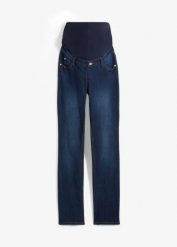 Dżinsy ciążowe z bawełny organicznej, straight leg. Niebieskie jeansy bonprix, bez wzorów, z bawełny. Za 169.99 zł.