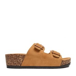 Klapki JENNY. Brązowe klapki Jenny, bez wzorów, bez obcasa, bez zapięcia. Za 79.99 zł.