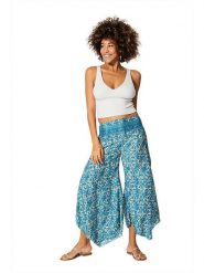 Aller Simplement Spodnie w kolorze niebiesko-kremowym rozmiar: 38/40. Niebieskie spodnie materiałowe Aller Simplement, bez wzorów, z materiału, klasyczne, z podwyższonym stanem. Za 43.99 zł.