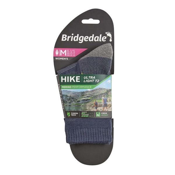 Skarpety do trekkungu damskie Bridgedale HIKE UL END BO ORI LD. Niebieskie skarpetki Bridgedale, bez wzorów, z elastanu. Za 84.99 zł.