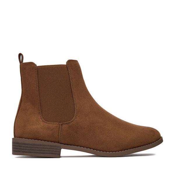 Sztyblety JENNY. Brązowe botki Jenny, bez wzorów, bez obcasa, na płaskiej podeszwie, bez zapięcia. Za 119.99 zł.
