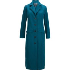 Długi płaszcz z materiału w optyce wełny. Czarne płaszcze bonprix, bez wzorów, z wełny, bez kaptura. Za 199.99 zł.