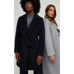 Answear Lab płaszcz wełniany kolor czarny przejściowy dwurzędowy. Czarne płaszcze Answear Lab, l, bez wzorów, z wełny, klasyczne, bez kaptura. Za 479.99 zł.