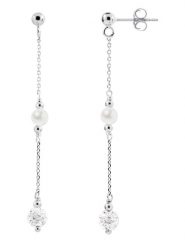 Pearl Addict Srebrne kolczyki-wkrętki z perłami rozmiar: onesize. Białe kolczyki Pearl Addict, z kryształem, srebrne. Za 208.99 zł.