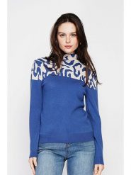 C& Jo Sweter w kolorze niebiesko-białym rozmiar: 38. Białe swetry C& Jo, bez wzorów, ze splotem, klasyczne, bez ramiączek. Za 144.58 zł.