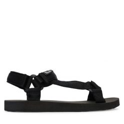 Sandały Jack Wolfskin. Czarne sandały Jack Wolfskin, bez wzorów, sportowe, bez obcasa, bez zapięcia. Za 329.99 zł.