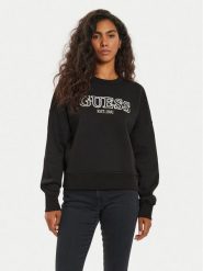 Guess Bluza V4BQ03 KCHX0 Czarny Regular Fit. Czarne bluzy Guess, xxs, z aplikacjami, z bawełny, bez kaptura. Za 179.99 zł.