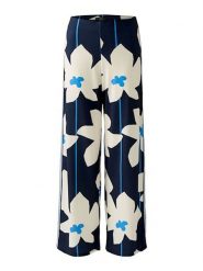 Oui Spodnie w kolorze granatowym rozmiar: 36. Niebieskie spodnie materiałowe Oui, bez wzorów, z materiału, z podwyższonym stanem. Za 260.99 zł.