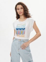 Liu Jo Bluzka MA4338 J5003 Biały Regular Fit. Białe bluzki Liu Jo, l, bez wzorów, z bawełny, bez kołnierzyka, bez ramiączek. Za 299.99 zł.