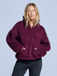 Bluza z kapturem Fluffy - damska - na cztery pory roku - Teddy - bordowa. Czerwone bluzy POEDERBAAS, xl, bez wzorów, z materiału, eleganckie, bez ramiączek, z kapturem. Za 199.42 zł.