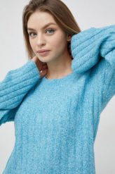 Vero Moda sweter damski kolor turkusowy lekki. Niebieskie swetry Vero Moda, l, bez wzorów, z dzianiny, bez ramiączek. Za 159.99 zł.