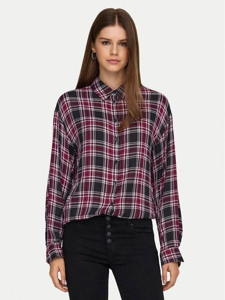 ONLY Koszula Evia 15355741 Bordowy Loose Fit. Czerwone koszule ONLY, xl, bez wzorów, z wiskozy, bez kołnierzyka, bez ramiączek. Za 99.99 zł.