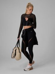 4F Legginsy treningowe szybkoschnące damskie - czarne S. Czarne legginsy 4f, bez wzorów, z materiału. Za 169.99 zł.