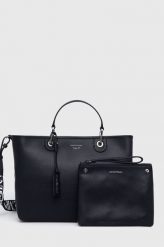 Emporio Armani torebka kolor granatowy. Niebieskie shopper bag Emporio Armani, bez wzorów, na ramię, bez dodatków. W wyprzedaży za 919.99 zł.