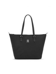 Tommy Hilfiger Torebka Poppy Th Tote AW0AW15639 Czarny. Czarne torebki klasyczne Tommy Hilfiger, bez wzorów, z materiału, bez dodatków. Za 239.99 zł.
