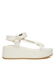Liu Jo Sandały Flo 05 SA6151 EX226 Écru. Sandały Liu Jo, bez wzorów, ze skóry, bez obcasa, na koturnie, bez zapięcia. Za 639.99 zł.