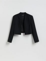 Krótka marynarka - czarny. Czarne marynarki i żakiety Reserved, l, bez wzorów, z tkaniny, bez ramiączek. Za 169.99 zł.