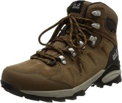 Buty trekkingowe damskie Jack Wolfskin Refugio Texapore Mid. Brązowe buty trekkingowe Jack Wolfskin, bez wzorów, z gumy, przed kolano, bez zapięcia, trekkingowe. Za 561.65 zł.