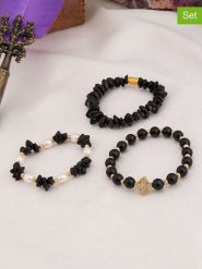 L'Atelier de Gaia Bransoletki (3 szt.) rozmiar: onesize. Czarne bransoletki L'Atelier de Gaia, z onyksem, z mosiądzu. Za 119.95 zł.