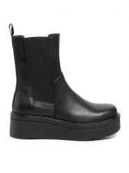 Vagabond Botki Tara 4846-101-20 Czarny. Czarne botki Vagabond Shoemakers, bez wzorów, ze skóry, bez obcasa, na koturnie, bez zapięcia. Za 449.99 zł.