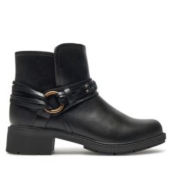 Botki Clarks. Czarne botki Clarks, bez wzorów, bez obcasa, na płaskiej podeszwie, bez zapięcia. Za 259.99 zł.