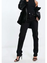 Monki Dżinsy - Regular fit - w kolorze czarnym rozmiar: W24. Czarne jeansy Monki, bez wzorów, klasyczne, z podwyższonym stanem. Za 69.99 zł.