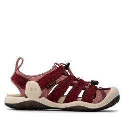 Sandały Keen. Czerwone sandały Keen, bez wzorów, sportowe, bez obcasa, bez zapięcia. Za 339.99 zł.