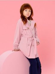 Płaszcz z paskiem - różowy. Czerwone płaszcze Sinsay, l, bez wzorów, bez kaptura. Za 49.99 zł.