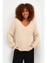 Kaffe Sweter Sarla 10506829 1311061 Beżowy Relaxed Fit. Brązowe swetry Kaffe, xxl, bez wzorów, z syntetyku, bez ramiączek. Za 279.99 zł.