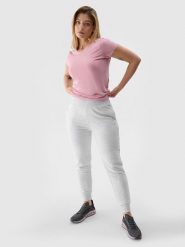 4F Spodnie dresowe joggery damskie - szare XS. Szare spodnie dresowe 4f, bez wzorów, z bawełny, sportowe. W wyprzedaży za 79.99 zł.