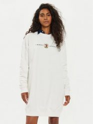 Tommy Jeans Sukienka dzianinowa DW0DW18715 Écru Relaxed Fit. Sukienki Tommy Jeans, xxs, bez wzorów, z bawełny, bez kołnierzyka, bez ramiączek. Za 269.99 zł.