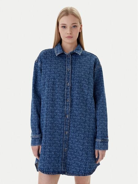 Tommy Jeans Sukienka jeansowa DW0DW22492 Niebieski Relaxed Fit. Niebieskie sukienki Tommy Jeans, l, bez wzorów, z bawełny, bez kołnierzyka, bez ramiączek. Za 649.99 zł.