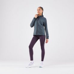 Legginsy do biegania damskie Kiprun Run 500 Warm ocieplane. Fioletowe legginsy KIPRUN, bez wzorów, z elastanu, sportowe. Za 129.99 zł.