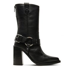 Botki Bronx. Czarne botki Bronx, bez wzorów, bez obcasa, na słupku, bez zapięcia. Za 519.99 zł.