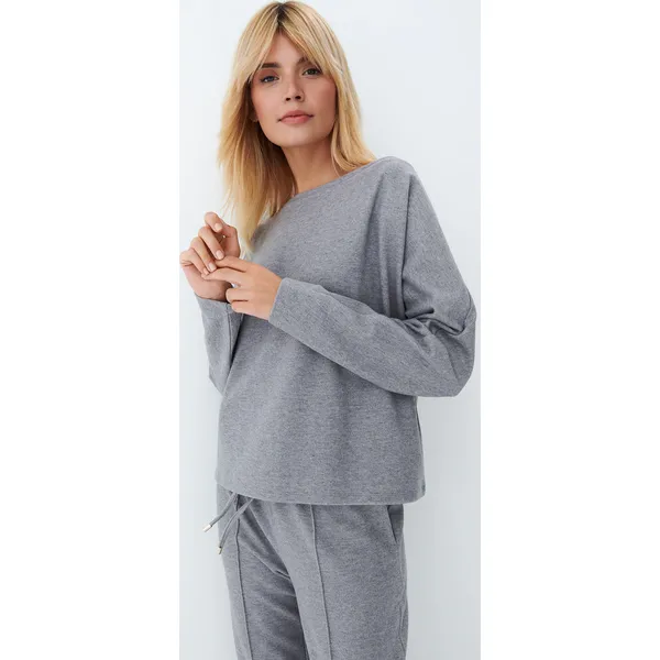 Gładka bluza - Jasny szary. Szare bluzy Mohito, m, bez wzorów, bez kaptura. W wyprzedaży za 59.99 zł.