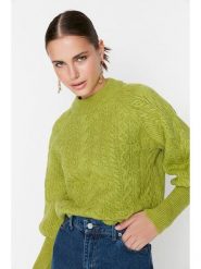 Trendyol Sweter w kolorze zielonym rozmiar: M. Zielone swetry Trendyol, m, bez wzorów, ze splotem, bez ramiączek. Za 140.20 zł.